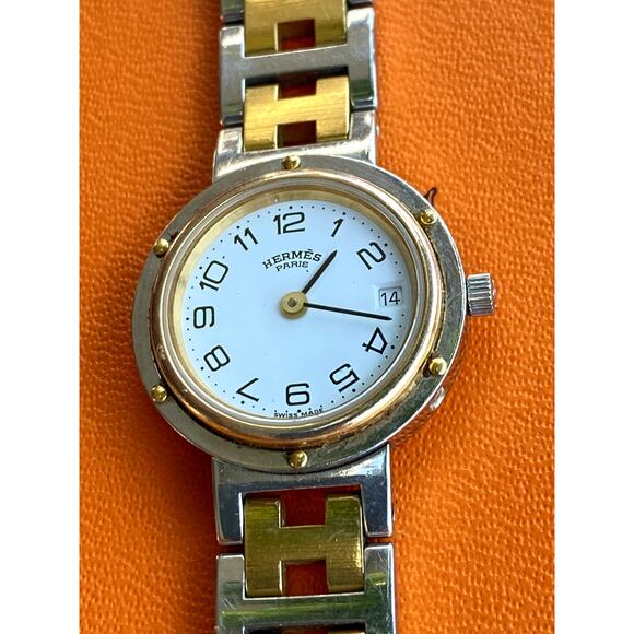 Hermès Clipper Two-Tone Stainless Steel & Gold Watch 6 - Picture 12 of 12